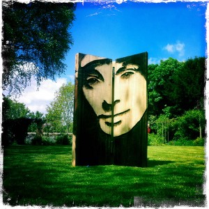Sculpture stencil wood carving tinto house hay festival