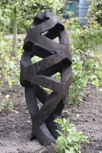 elm wood burnt fish garden art sculpture