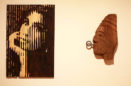 Amy Winehouse stencil art sculpture scorched woodwork chainsaw