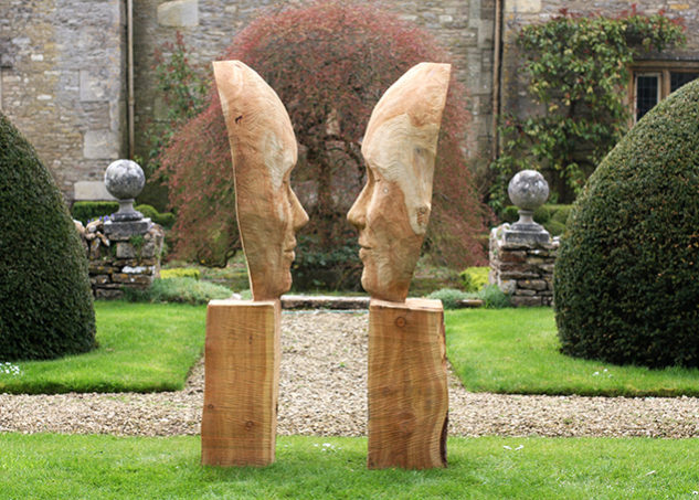 Sculpture Manor House art garden woodwork head face